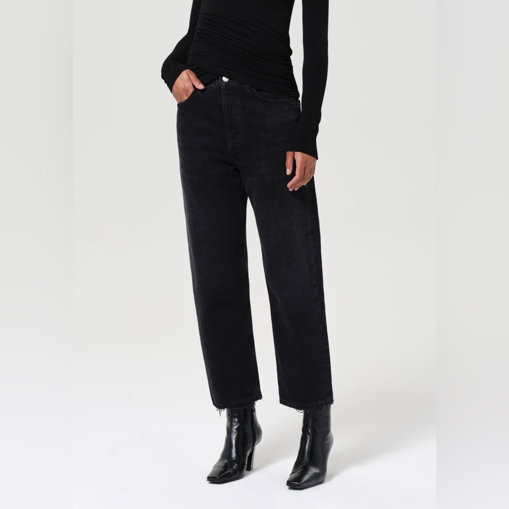 Agolde 90'S Crop Straight Jeans, size 28, black
